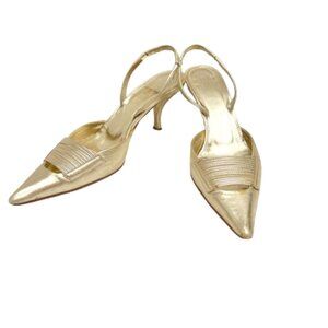Calvin Klien Made in Italy Gold leather Kitten heel Sling Back IT 36 US 6